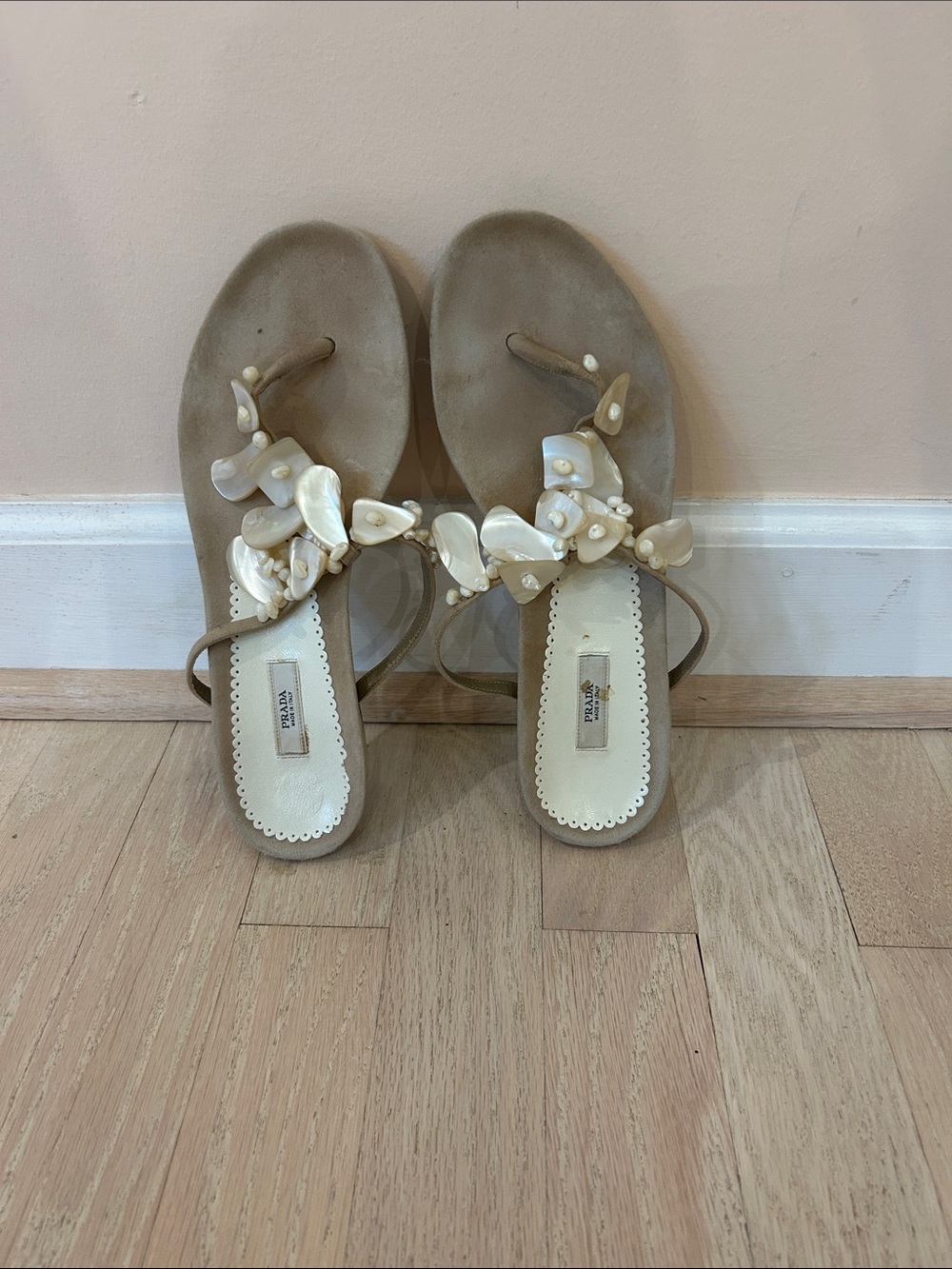 Prada sandals with seashells
